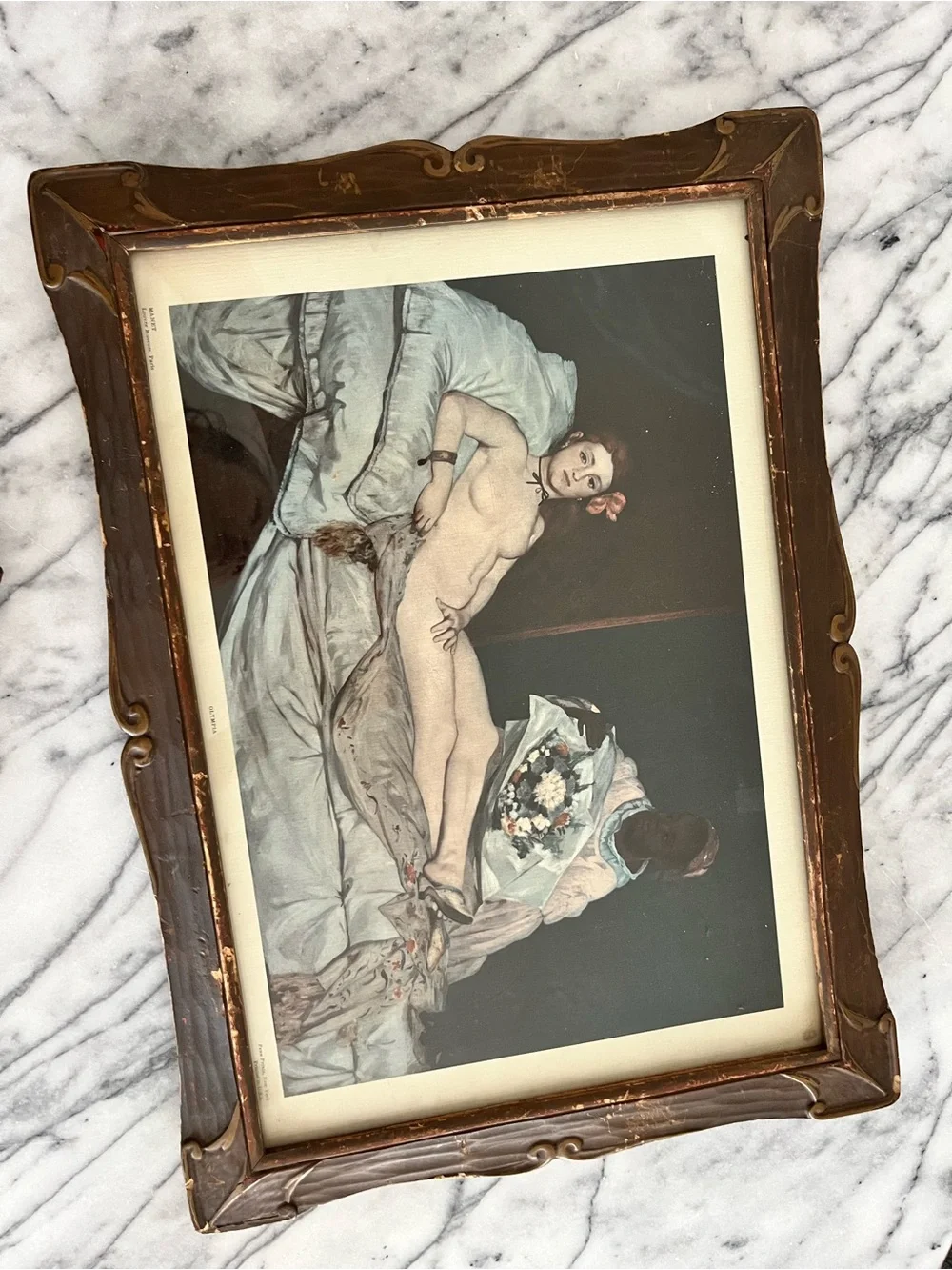 Set of Vintage Framed French Nude Art Prints in Brown Frames